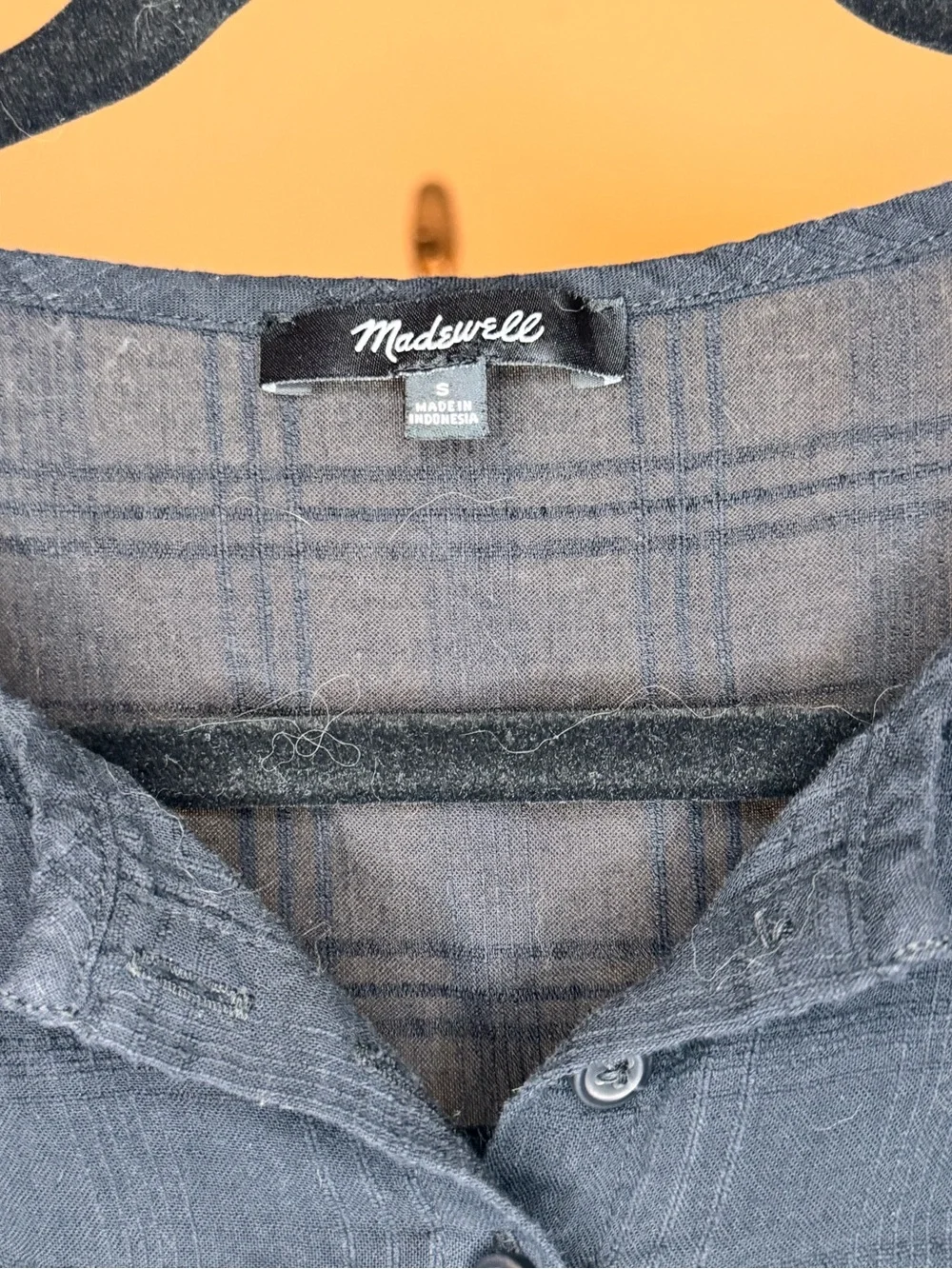 Madewell Puff-Sleeve Yoke Button-Front Top in Textured Plaid